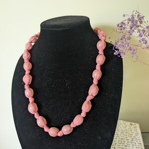 Elegant Pink Beaded Fabric Necklace